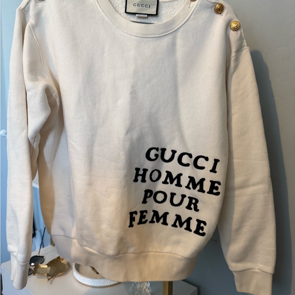 Gucci Cream Sweatshirt with Bold Text